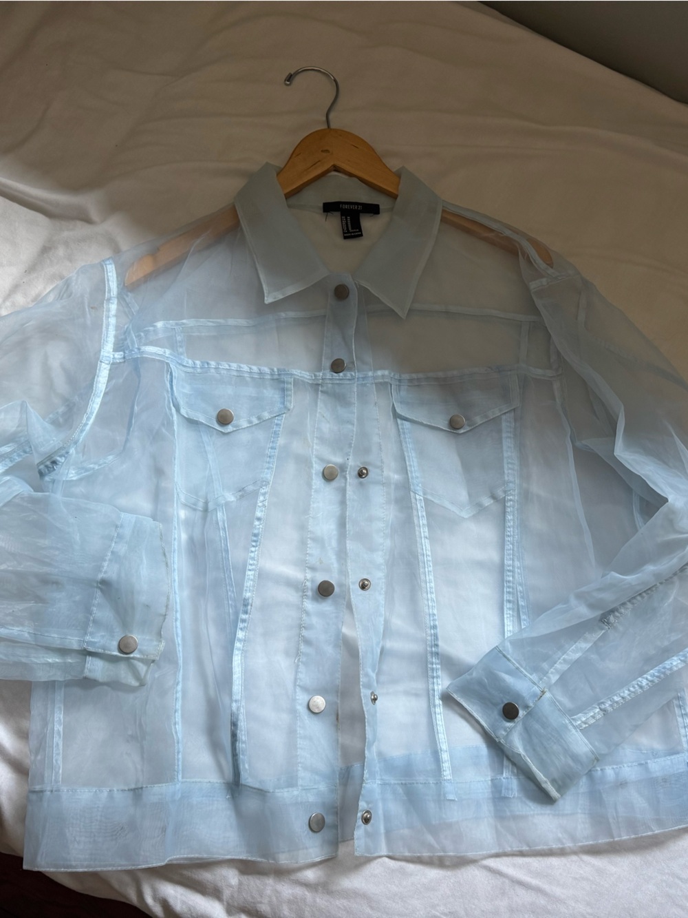 Forever 21 Pale Blue Sheer Button-Up